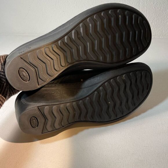 Ugg Gael black Suede Wedge Clogs Slip On Shearling Lined Size US 8 - Picture 5 of 10